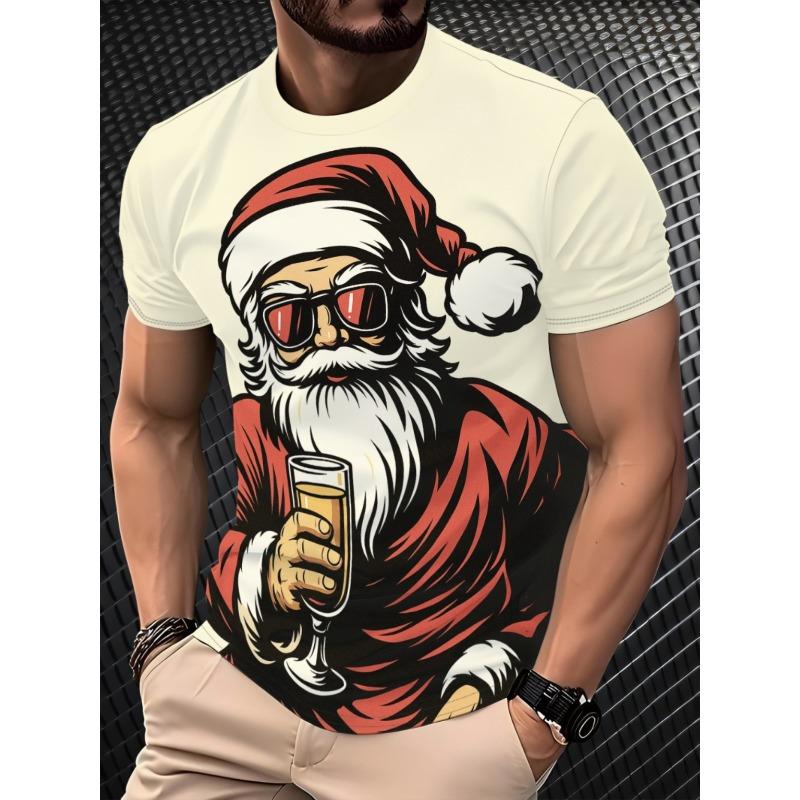 Summer Creative Fashion Santa Claus Style Printed T-shirt Casual Fashion Loose Versatile Comfortable Men's T-shirt