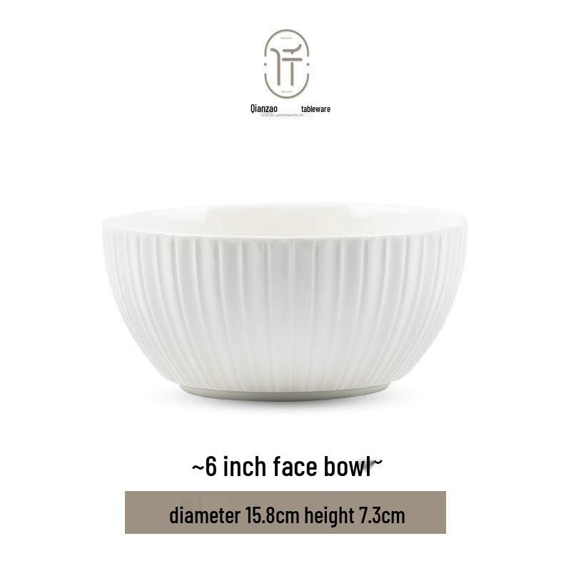 KANGMO Pure Rhine Ceramic 6-Inch Noodle & Rice Bowl Set, 3-Pack