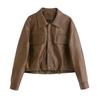Leather Jacket Women's New Autumn Casual Soft Leather Jacket Short Loose Casual Washed Leather Motorcycle Suit