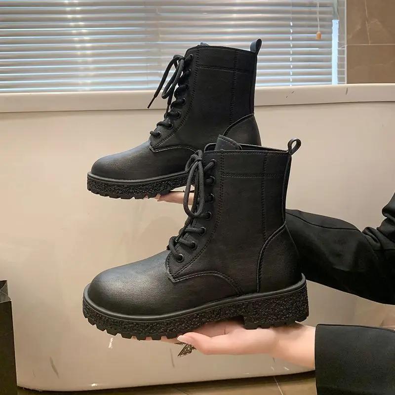 New In Autumn Ankle Boots for Women Elegant With Low Heels Woman Short Shoes Comfortable Hot Footwear Pu Large Size Warm Booties