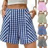 Damen Freizeit Karo Hohe Taille Shorts Lockerer Schnitt Sommer Strandmode Leicht Atmungsaktiv Bequem Flache Vorderseite Shorts