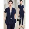 Women's Black Short-Sleeve Suit Jacket – Summer Lightweight, Elegant, Slimming, Professional Wear