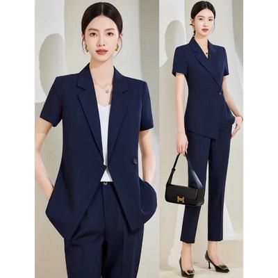 Damen Schwarz Kurzarm Anzugjacke – Sommer Leicht, Elegant, Figurschmeichelnd, Professionelle Kleidung