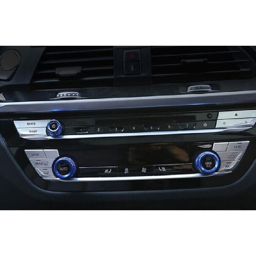 Fit For BMW 7 Series 2016-2019 Blue Aluminum Middle Console Ac Knob Cover Trim