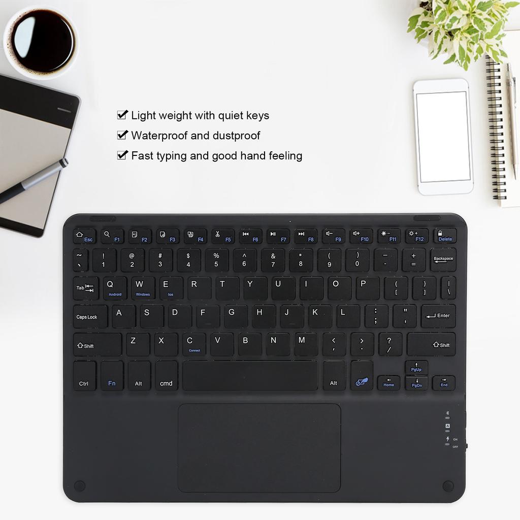 Wireless Keyboard Touch MultiFunction External Computer Accessories 10in(Black )