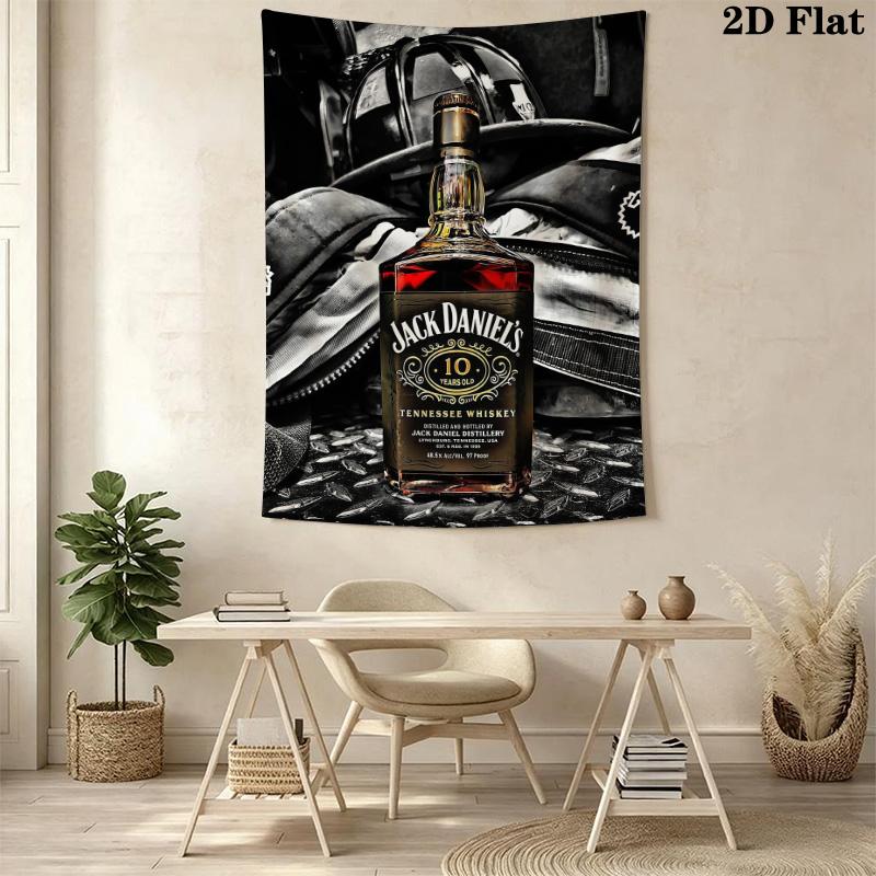 Jack Daniel'S Tennessee Whiskey Bottle Tapestry Wallmounted Background Cloth Atmospheric Background Cloth Homestay Soft Decoration Tapestry
