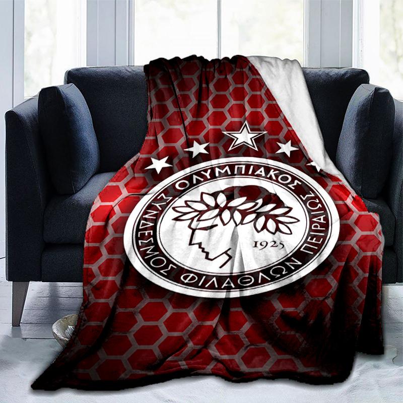 Coperta con Stemma Olympiacos FC Adatta per Divani, Letti, Uffici e Campeggio - Regalo Perfetto per Halloween Natale