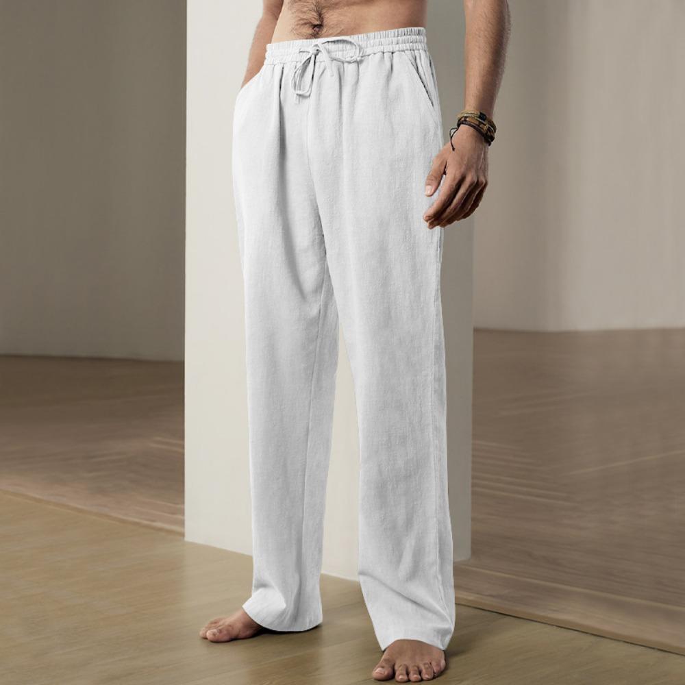 Summer Men's Hip-hop Linen Pants Lightweight Breathable Casual Jogging Pocket Loose Fit Street Wear Gym Travel Wear
