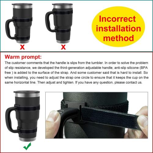 Yoelike - 5 Colors - Non-Slip Adjustable Tumbler Handle for 20oz To 40oz YETI, RTIC, Ozark Trail, Travel Mug, SIC, Rambler, Travel Cup, and All Other