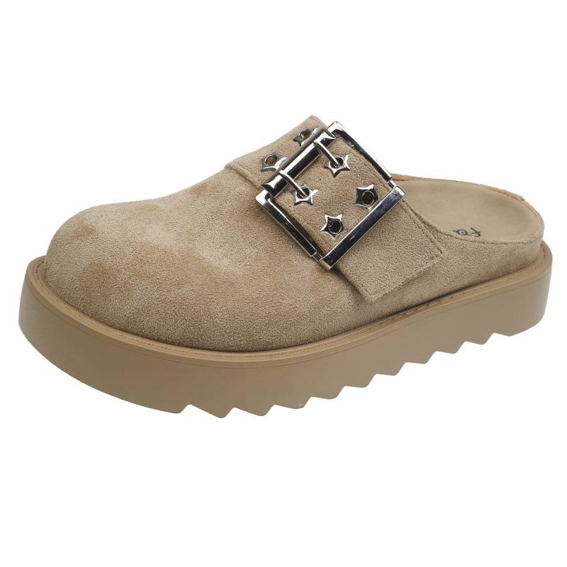 

Туфли Boken на толстой подошве для женщин весной и осенью 2025 года, маленькие лоферы с закрытым носком и полушлепанцы, на пробковой подошве Boken 40 хаки