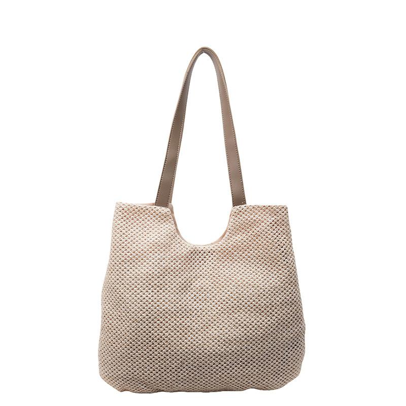 Straw Tote Bag Women's New Mother and Child Bag Casual Shoulder Large Bag Woven Commuter Large Capacity Armpit Bag