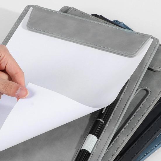 Faux Leather Hardboard with Magnetic Page Clip A4 Letter Size File Clipboard with Pen Holder Document Organizer Writing Pad