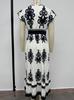 2025 European and American V-neck Waist-Cinching Summer Print Long Dress for Women