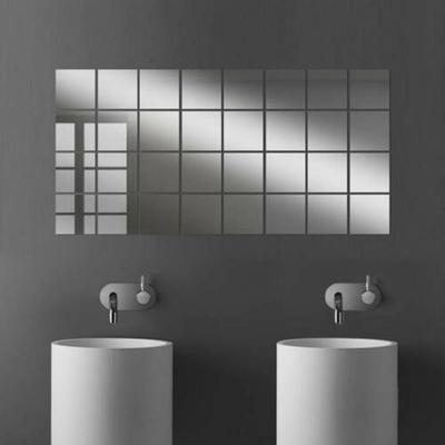 Adesivi Specchio Decalcomanie Set Mosaico per Casa Quadrato Argento