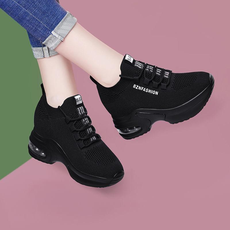 Women's Summer Breathable Soft-Soled Height-Increasing Casual Shoes, Dance Style Versatile Fashionable Footwear For Seniors.