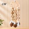 Parrot Chewing Toy Wooden Blocks Toy, Bird Chew with Beads Pinecones, Safe Metal Hook Beak Grinding Cage Accessory for Macaws African Greys