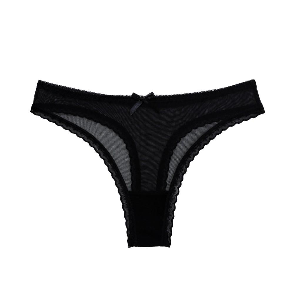 Soft Low Waist Briefs Traceless T-back Panties Fashion Lace Transparent Thongs Daily Wear