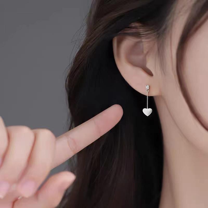 925 Sterling Silver Heart-Shaped Luxury Stud Earrings: Trendy 2023 Spring Design for Women
