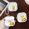 Clear Earphone Cases Cover With Hook Case For Samsung Galaxy Buds 3 FE 2 Live 4Pro 4 Pro 3Pro 2Pro Cute Fun Simpson