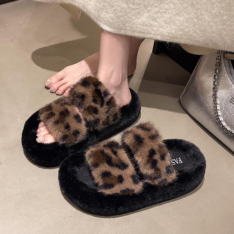 Women's Fuzzy Open-Toe Slippers Spring&Fall- Plush House Slides for Indoor, Cozy Non-Slip Bedroom Shoes for Ladies& Couples