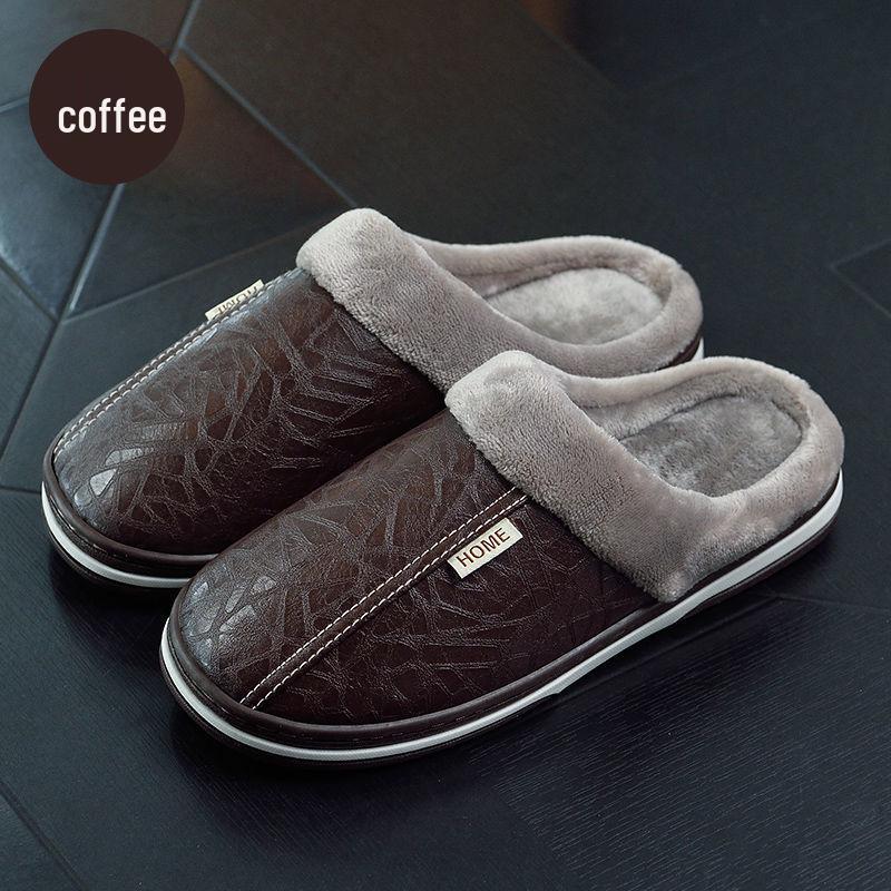 Men's Extra Large Waterproof Cotton Slippers - Winter Indoor Non-slip Warm Shoes