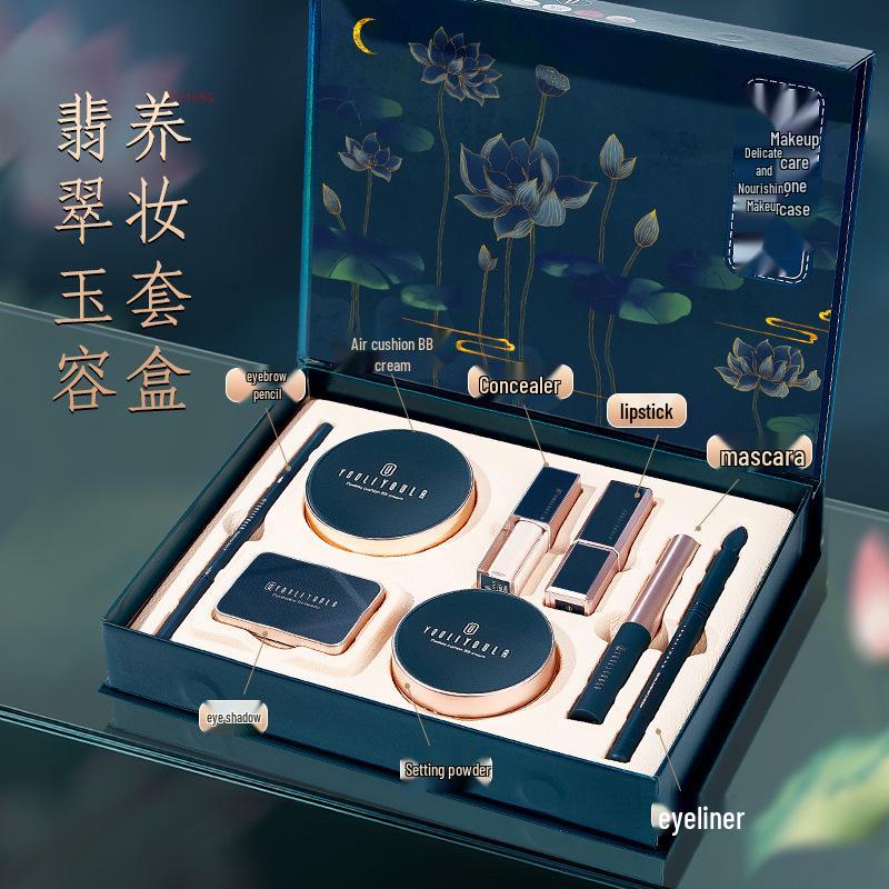 

Набор для макияжа Yuli Yula Emerald Jade - Набор для лица из 8 предметов с фиксирующей пудрой, кушоном и помадой