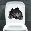 Creative 3D Peeking Cat Toilet Seat Stickers, Breaking Wall Waterproof Removable Self-Adhesive
