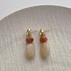 14K Real Gold Plated Copper Irregular Mixed Resin Dangle Earrings For Women Fashion Hanging Jewelry