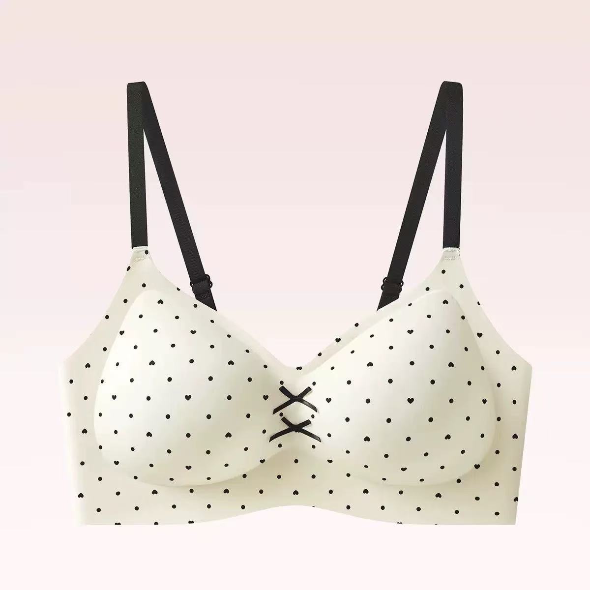 

Lace floral contrasting color bow less jelly strip fixed cup closed breast bra xxl [recommended 38/85abc ( 67.5-75kg )] чорний