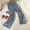 Streetwear Blue Jeans Woman Korean Fashion Denim Y2k Vintage Clothes Women's Pants Straight Leg Jeans Woman High Waist