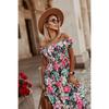 2025 Floral One-Shoulder Elastic Smocked Mid-Length Dress