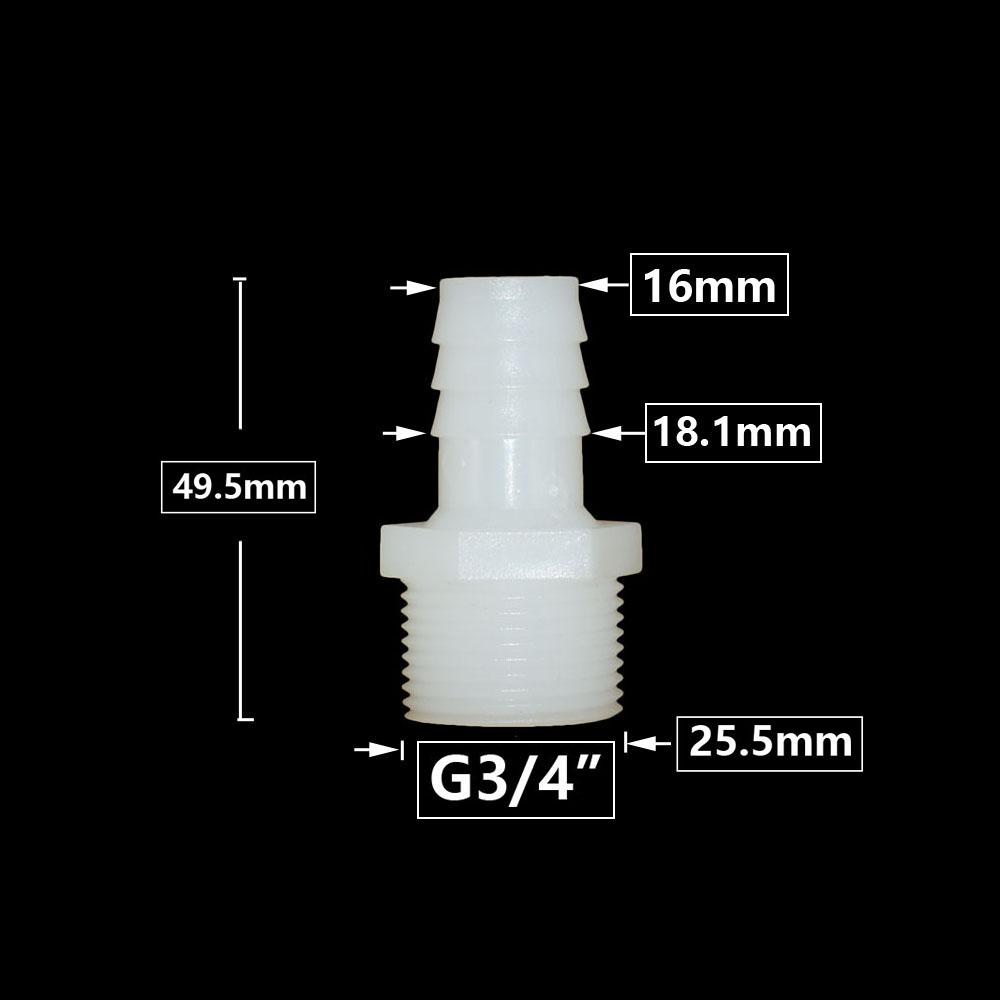 3/4 Inch Thread To Barb 10/12/14/16/18/20/25mm Plastic Hose Connector Hose Fitting Drip Irrigation System Pipe Coupler