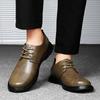 Fashion Men's Genuine Leather Lace-Up Oxford Shoes Classic Business Formal Wedding Dress Shoes Slip-Resistant Groom Party Office Shoes
