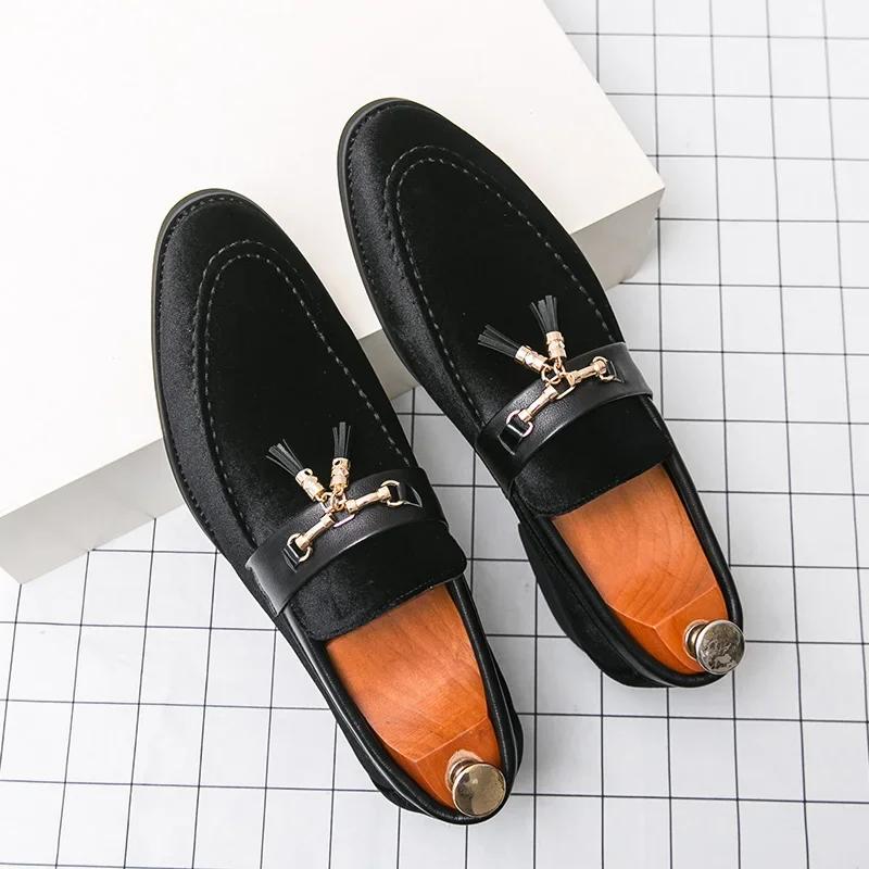 

Синие роскошные замшевые туфли с кисточками для вечеринок, деловые туфли, мужские туфли для отдыха, модные туфли для ночного клуба, свадебные туфли 2024 38 чёрный