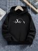 Children Hoodie Heartbeat Fishing Silhouette Fisherman With Rod Catching Fish Front Graphic Print Long Sleeve Pullover Sweatshirt Kids Sport Tops