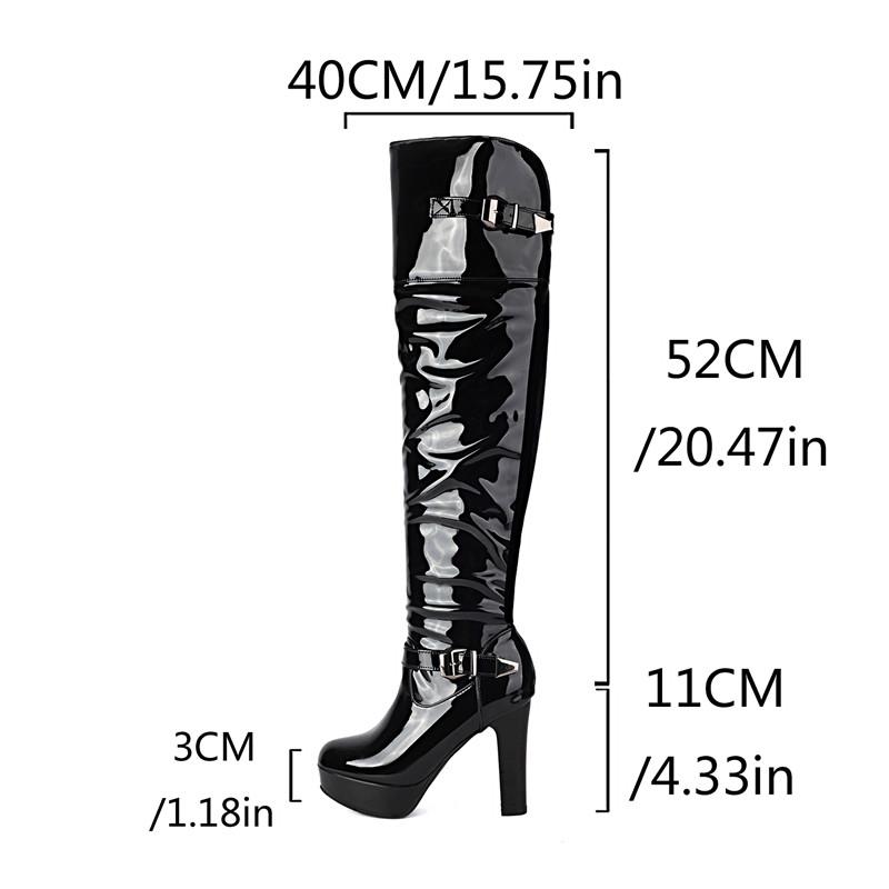 Women's high-heeled boots autumn and winter new European and American style waterproof table thick-heeled large-size knee boots