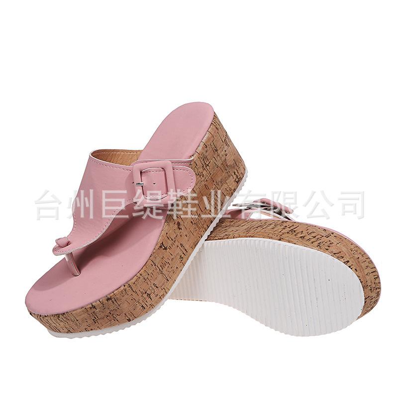 Juti Spot 2025 Summer New Women's Shoes Foreign Trade Large Size Wish Independent Station Slope Heel Women's Buckle Sandals