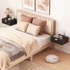 Modern Floating Nightstands Set of 2, Wall Mounted Bedside Tables with Wave Drawer Black