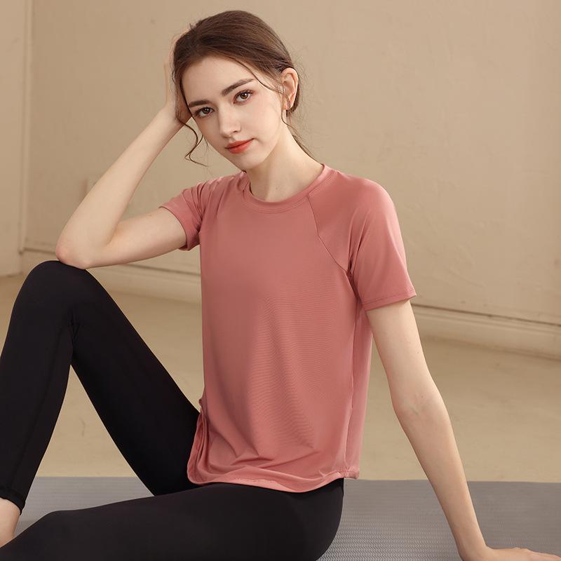 

Women s Quick-Dry Slim Fit Yoga T-Shirt - Summer Short-Sleeve with Perforated Back Large