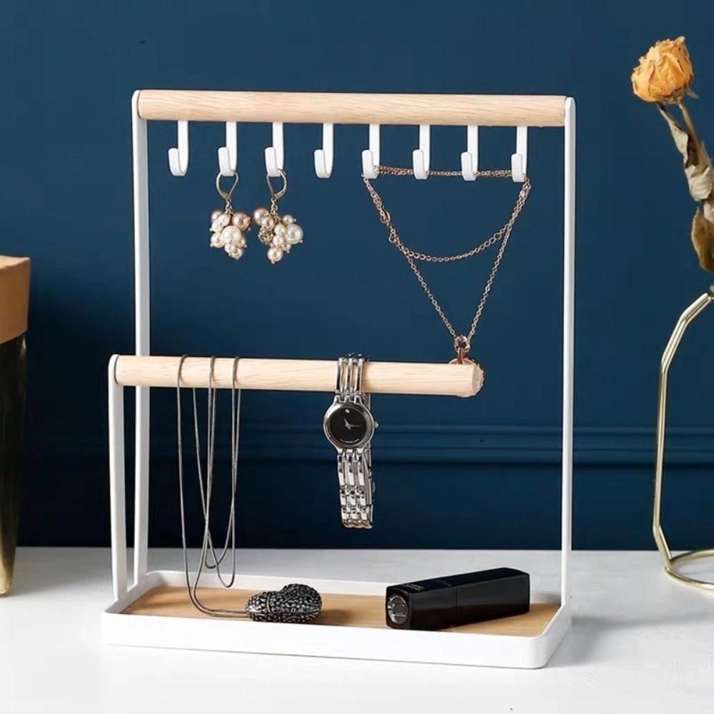 2-Tier Design Jewelry Display Frame Hanging T-shaped Holder Jewelry Display Rack  Jewelry Organizer