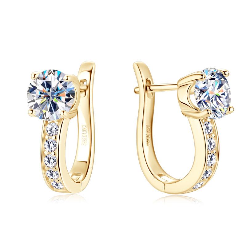 Silvere Glam New fashionable, simple and high-end moissanite earrings from Japan and South Korea, with slightly set pure silver cool ear buckles