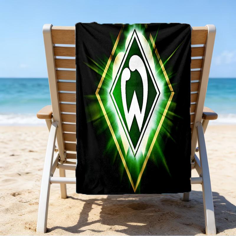 Asciugamano da Spiaggia in Microfibra Werder Bremen, Leggero e Asciugatura Rapida, per Viaggi Estivi, Essenziale per la Spiaggia, Piscina all'Aperto