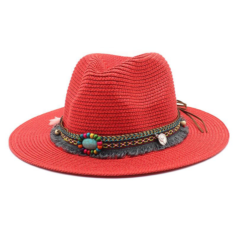 Western Cowboy Ethnic Style Straw Hat Men'S And Women'S Outdoor Seaside Beach Hat Sunscreen Sun Hat