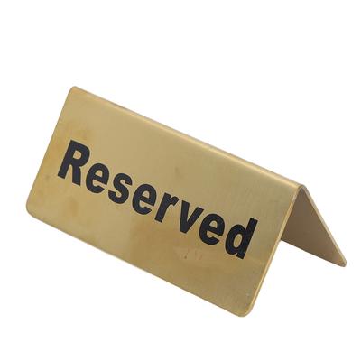 Letrero de Mesa de Metal Fuerte Acero Inoxidable Doble Cara Ahorro de Espacio Dorado Letrero de Mesa para Fiesta Boda Hotel