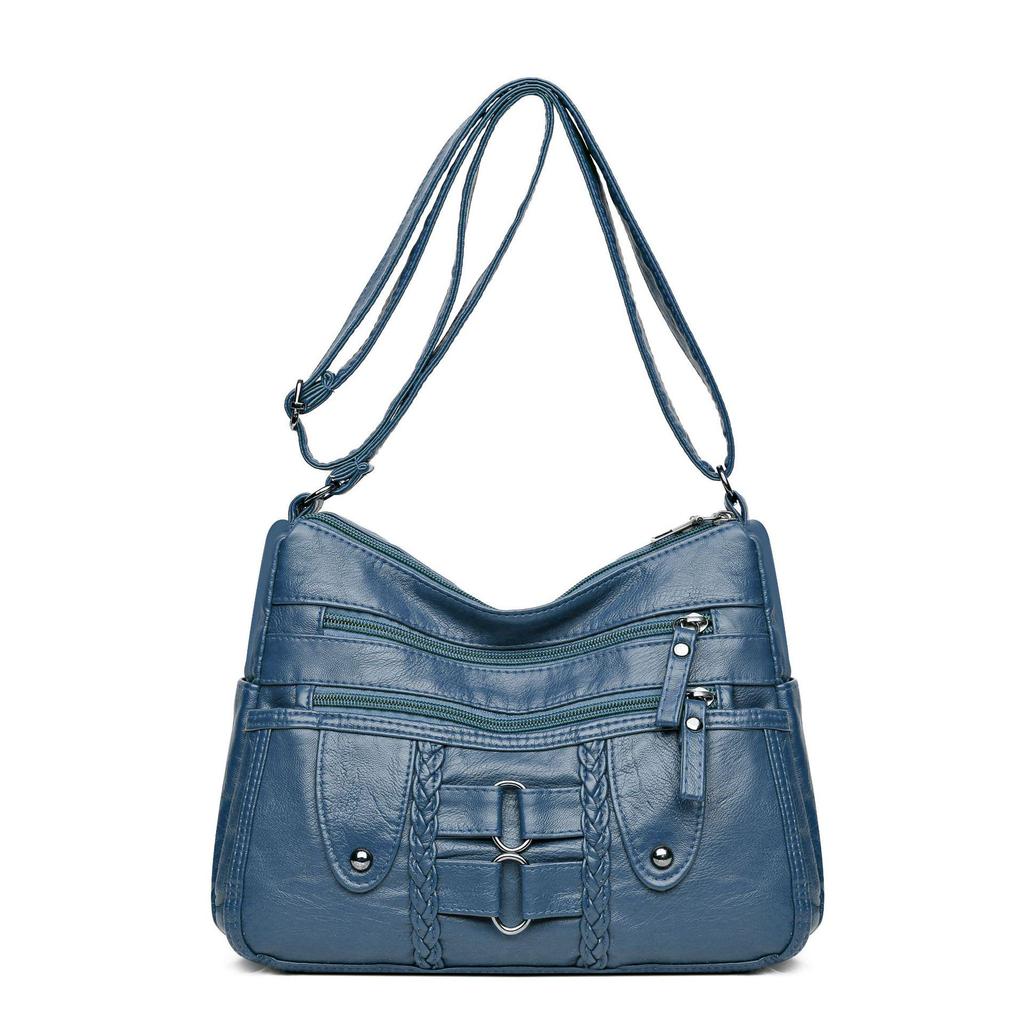 Crossbody-väska med stor kapacitet: Koreansk stil, Mjukt läder, Flera fack, Elegant och enkel design