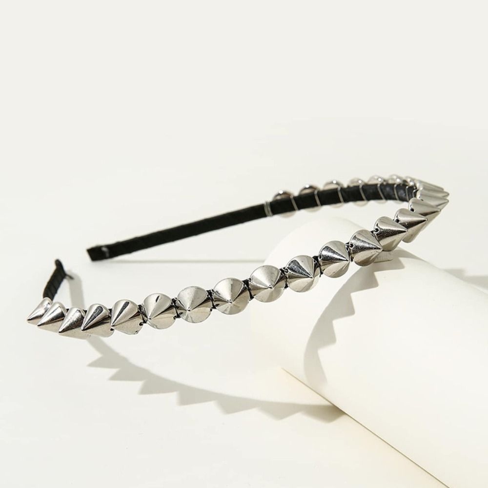 Cosplay Accessories Silver Stud Rivet Headband Metal Punk Style Rivet Spike Headband Gothic Fashion Headband for Women Men