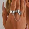 Accessory Rings Double Ring One-Piece Ring Butterfly Jewelry, Punk Opening Adjustable Ring