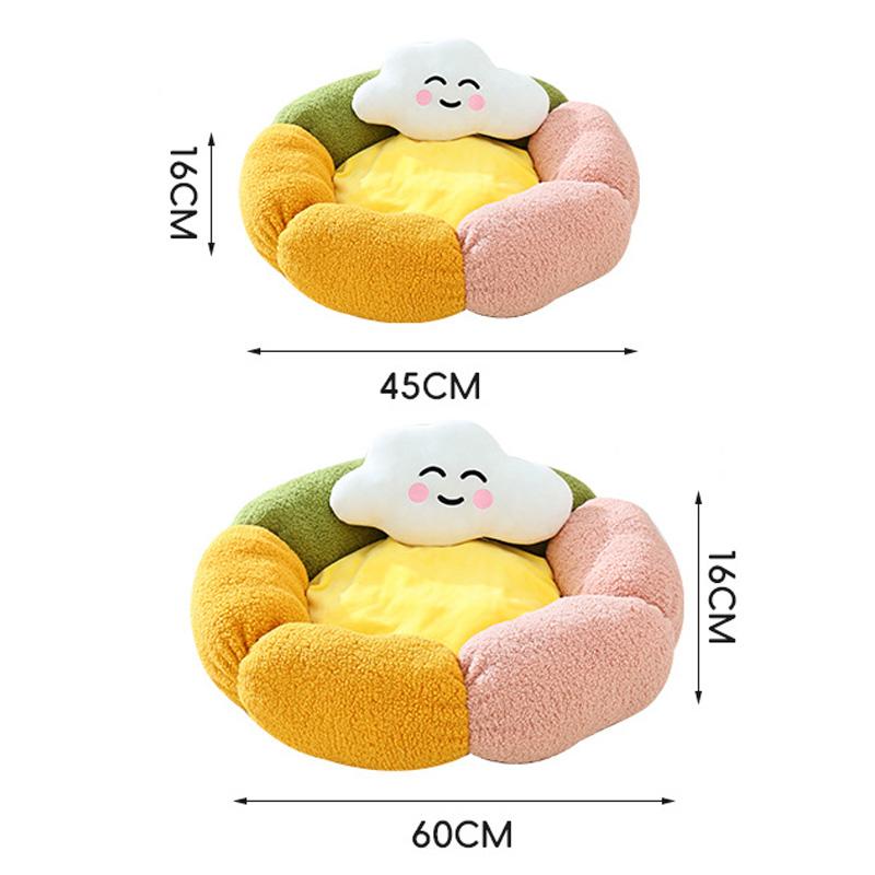 Warm Enclosed Pet House Flower Shape Cat Bed for Indoor Cats Cozy Winter Dog Cushion Soft Plush Comfortable Pet Nest for Small Animals
