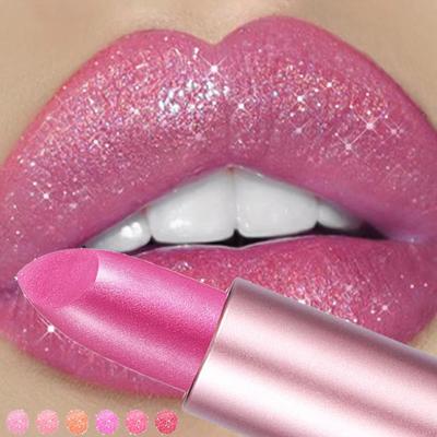 Pearlescent Rose Glitter Velvet Lipstick Waterproof Pearly Shine Matte Shimmer Diamond Lipstick Women Sexy Lips Makeup Cosmetic