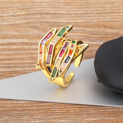 

Nidin Female Engagement Multi Layer Zircon Finger Ring For Women Light Luxury White/Colorful Accessories Jewelry Adjustable